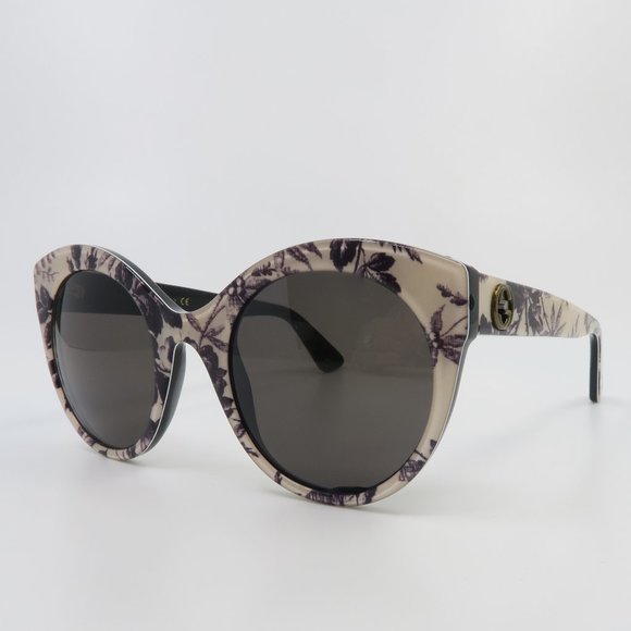 Gucci GG 0028s 011 52mm Floral/Grey Round Women Display Sunglasses main image 4